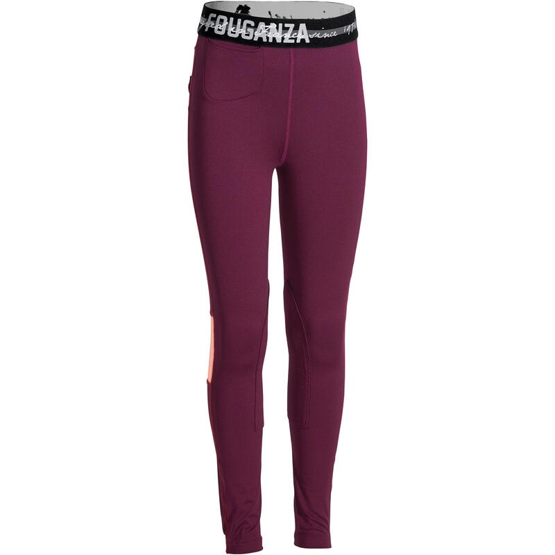Legging équitation léger Enfant - 100 Bleu Comète / Vert Céladon