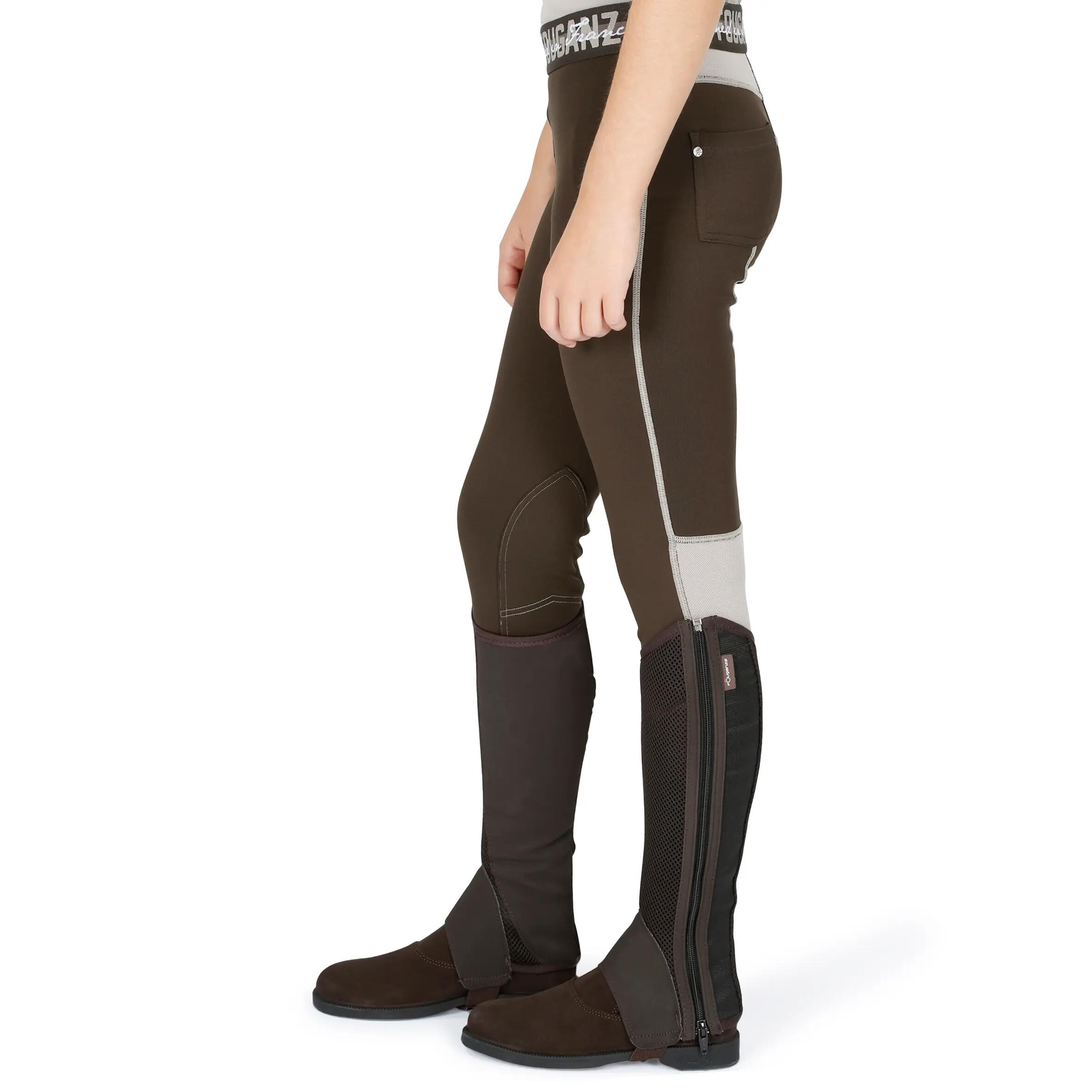 Children's Training Mesh Horse Riding Jodhpurs - Brown/Beige 6/16