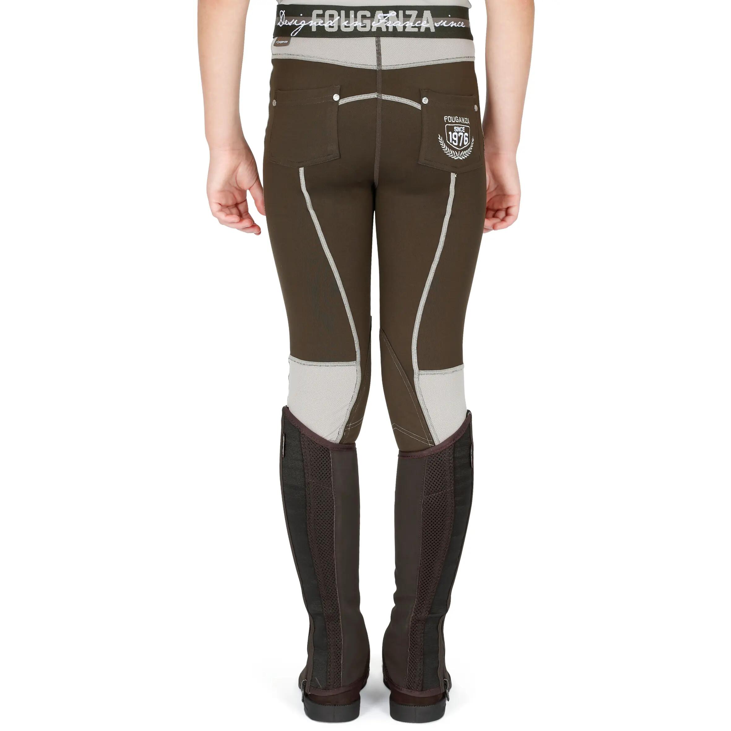 Children's Training Mesh Horse Riding Jodhpurs - Brown/Beige 5/16