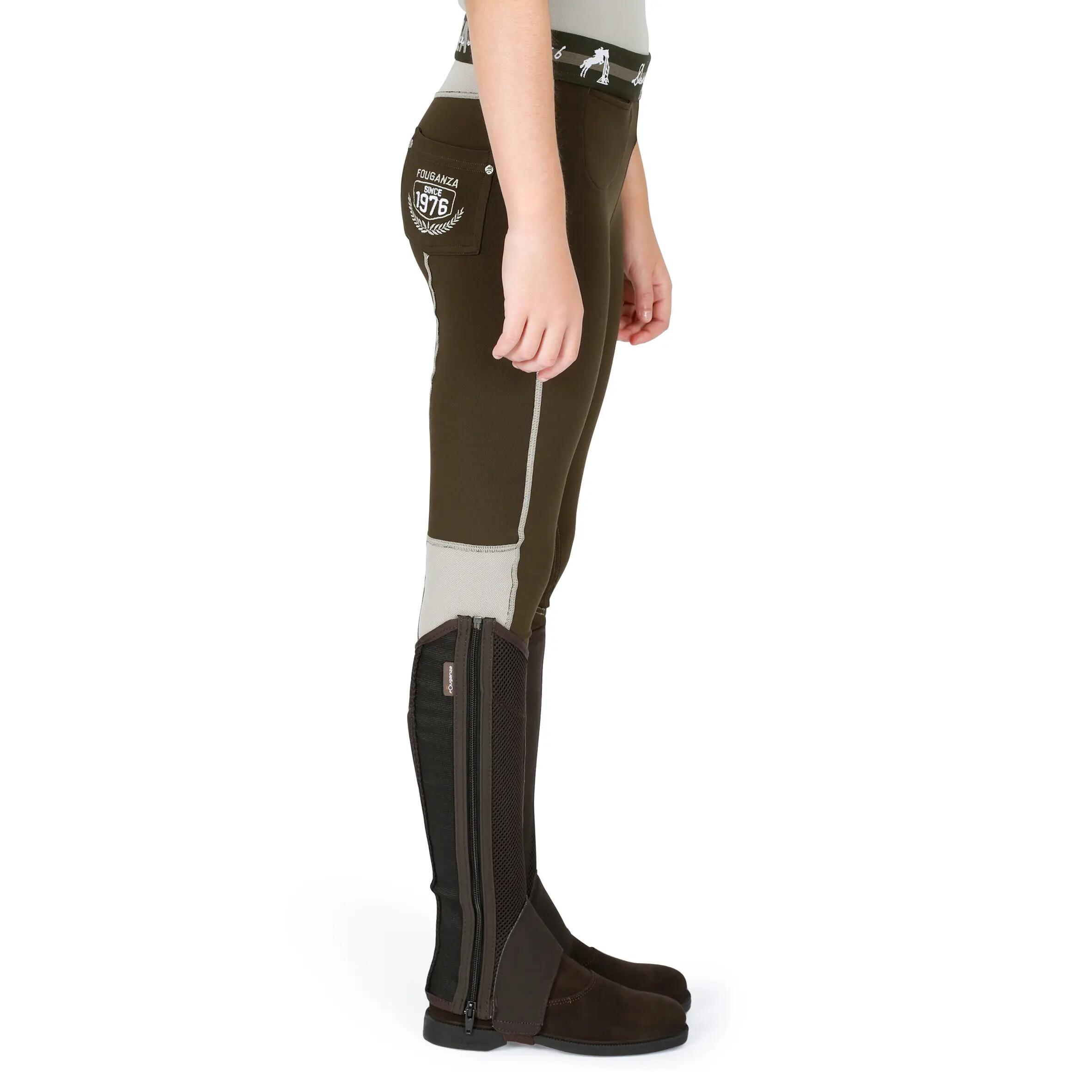 Children's Training Mesh Horse Riding Jodhpurs - Brown/Beige 4/16