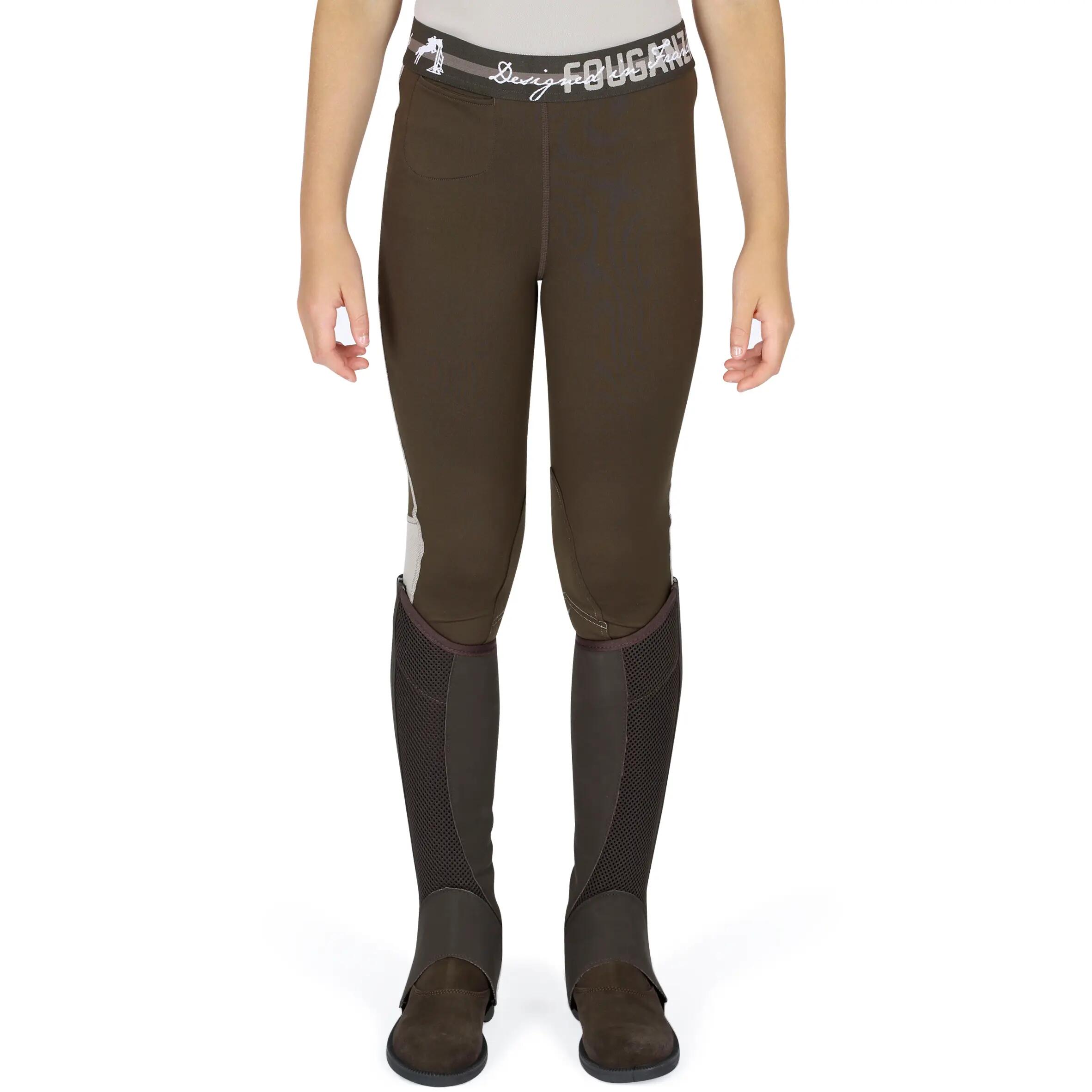 Children's Training Mesh Horse Riding Jodhpurs - Brown/Beige 3/16