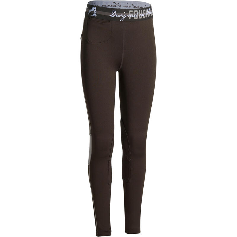 Legging équitation léger Enfant - 100 Bleu Comète / Vert Céladon