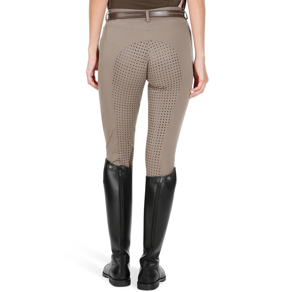 BR980 Light Horse Riding Full Silicone Grip Jodhpurs - Marron Glacé