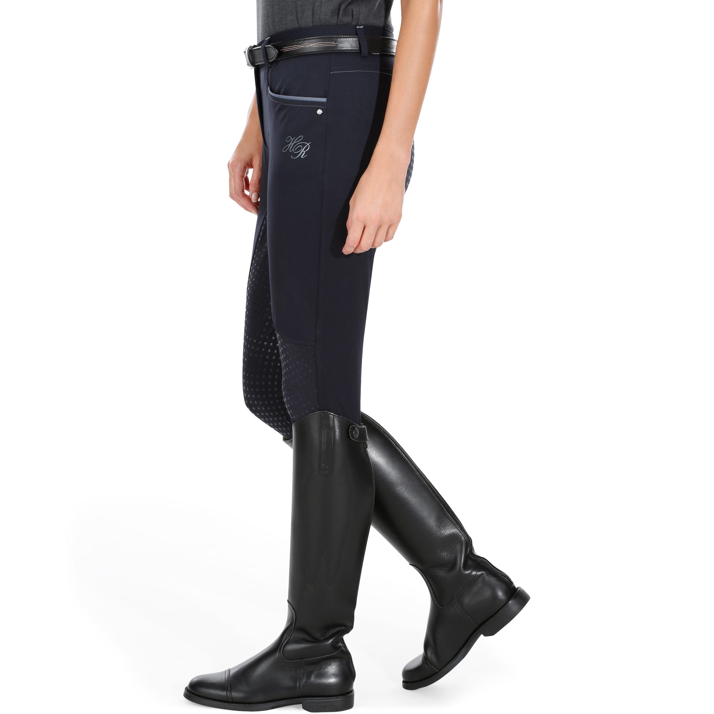 Training Light Women's Horse Riding Jodhpurs With Silicone Patches - Navy Blue 7/21