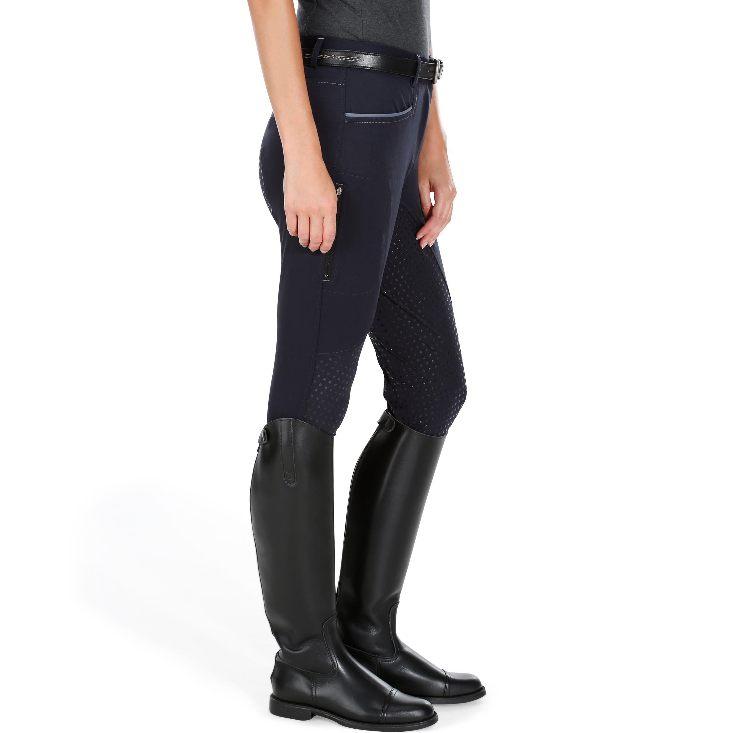 Training Light Women's Horse Riding Jodhpurs With Silicone Patches - Navy Blue 4/21