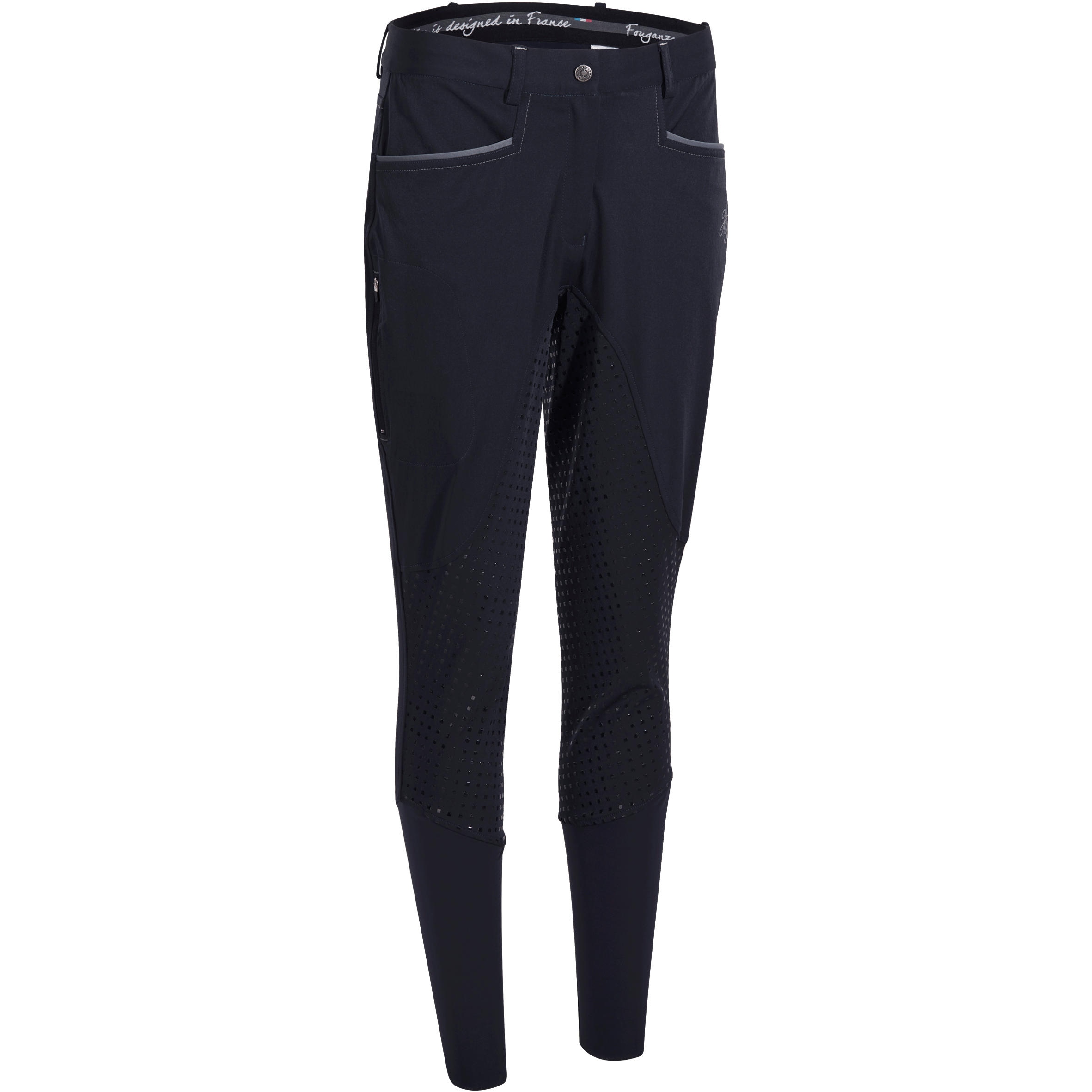 Training Light Women's Horse Riding Jodhpurs With Silicone Patches - Navy Blue 1/21