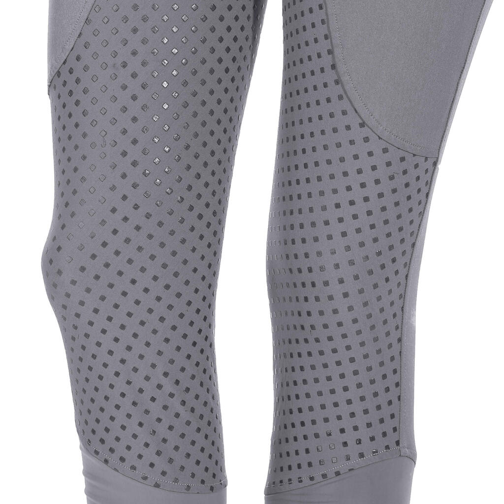 Women's Lightweight Training Horse Riding Jodhpurs With Silicone Patches - Grey