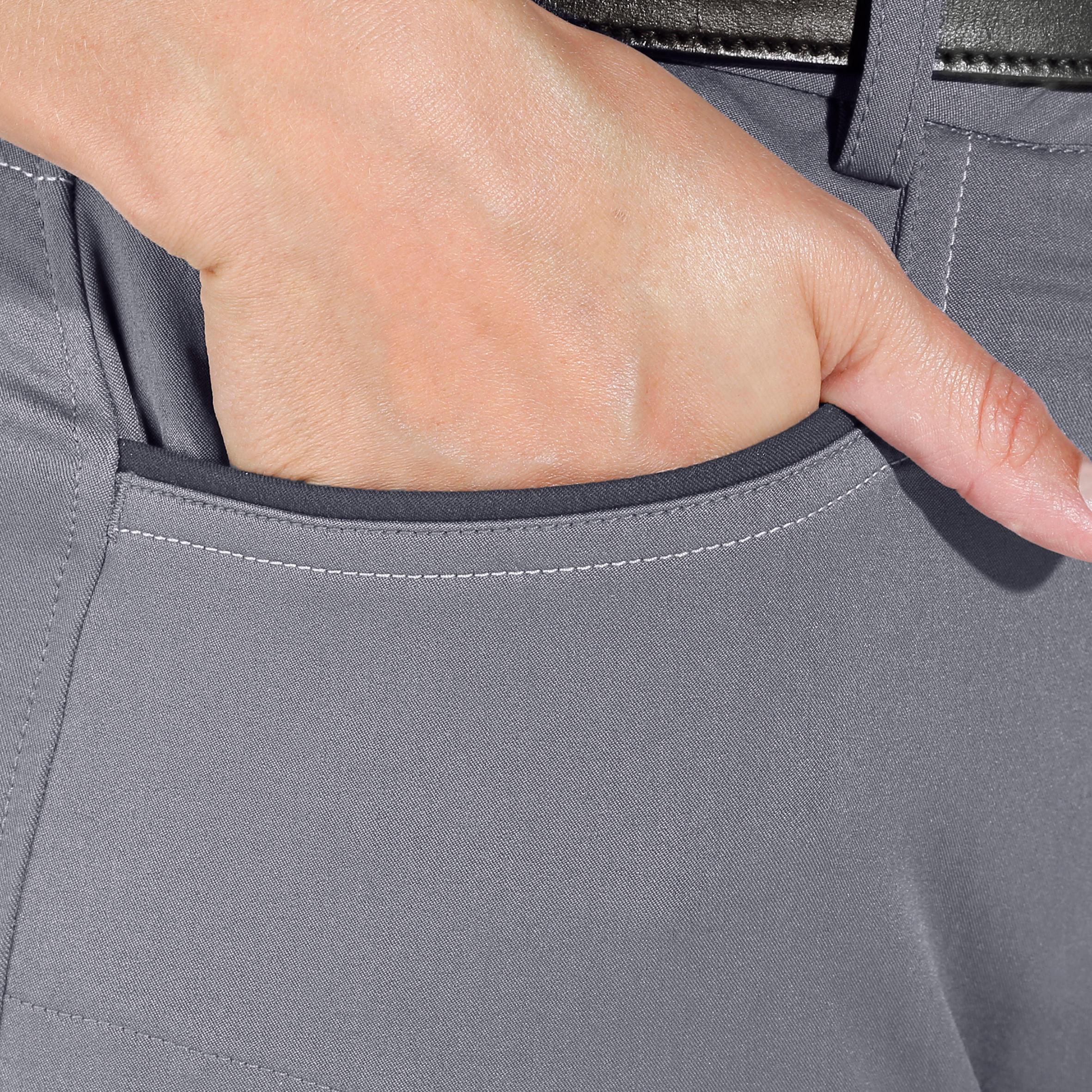 FOUGANZA Dámske jazdecké nohavice BR980 Light Full Grip so silikónom sivé M · záber 8