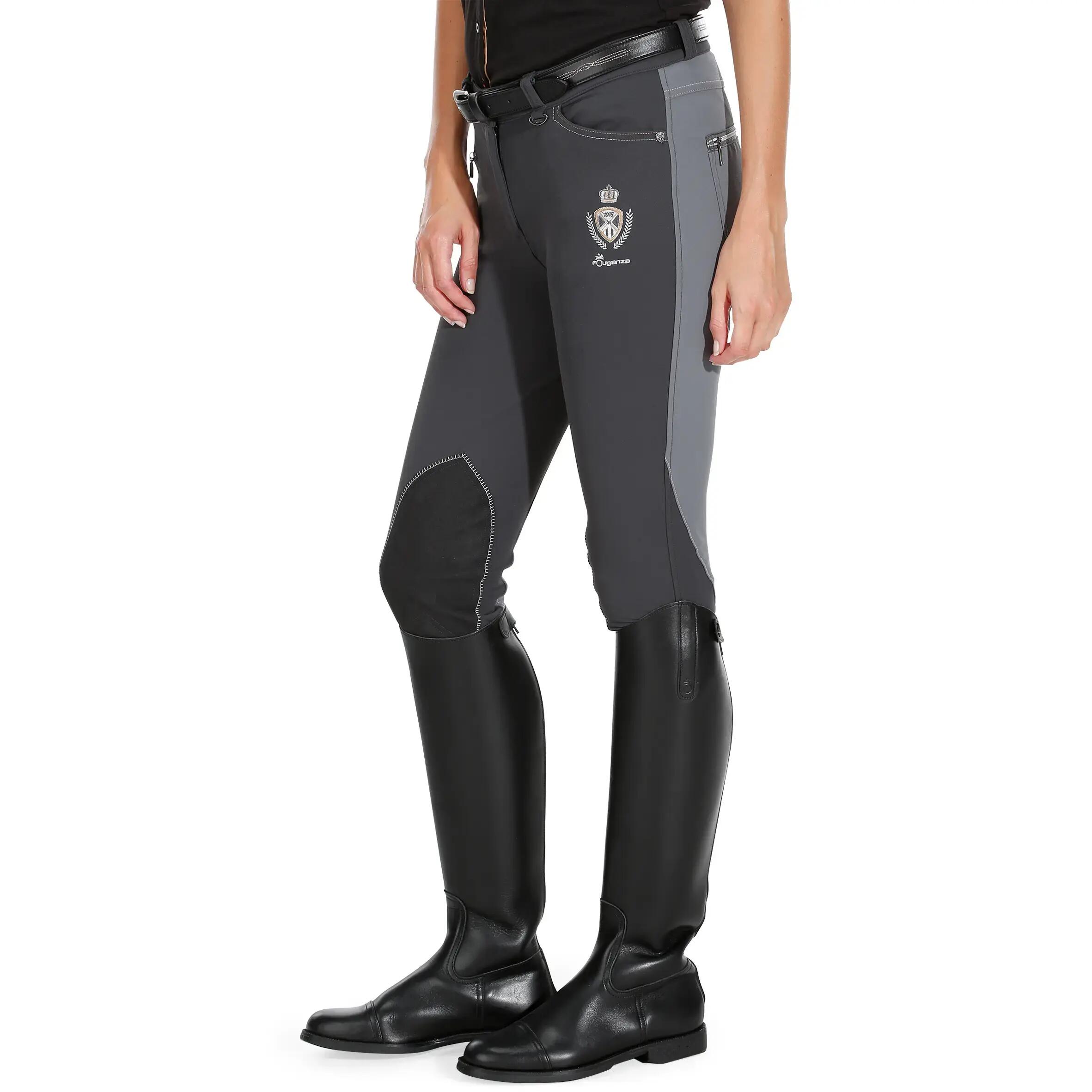 Performer 500 Women's Horse Riding Jodhpurs - Grey/Camel 6/20