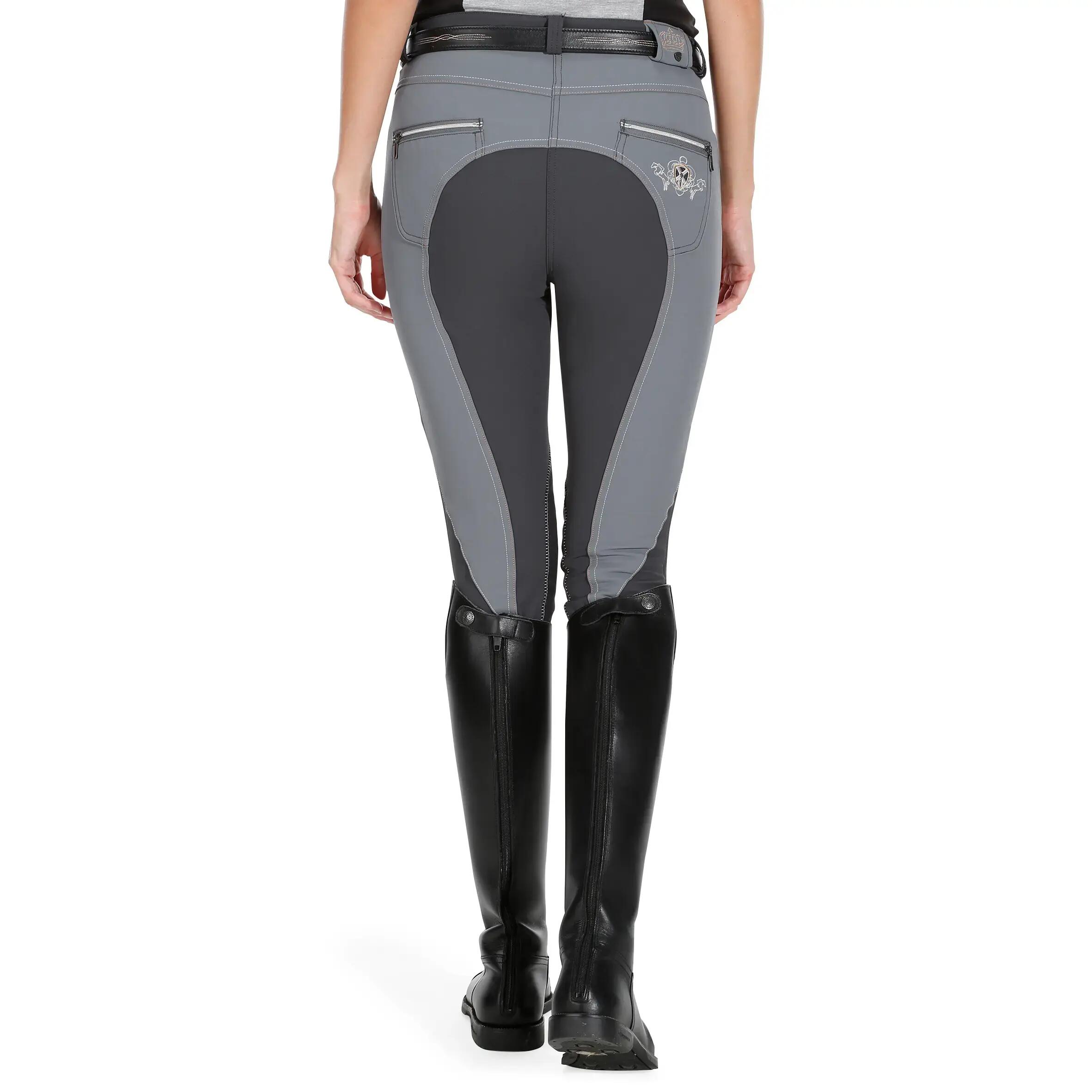 Performer 500 Women's Horse Riding Jodhpurs - Grey/Camel 5/20