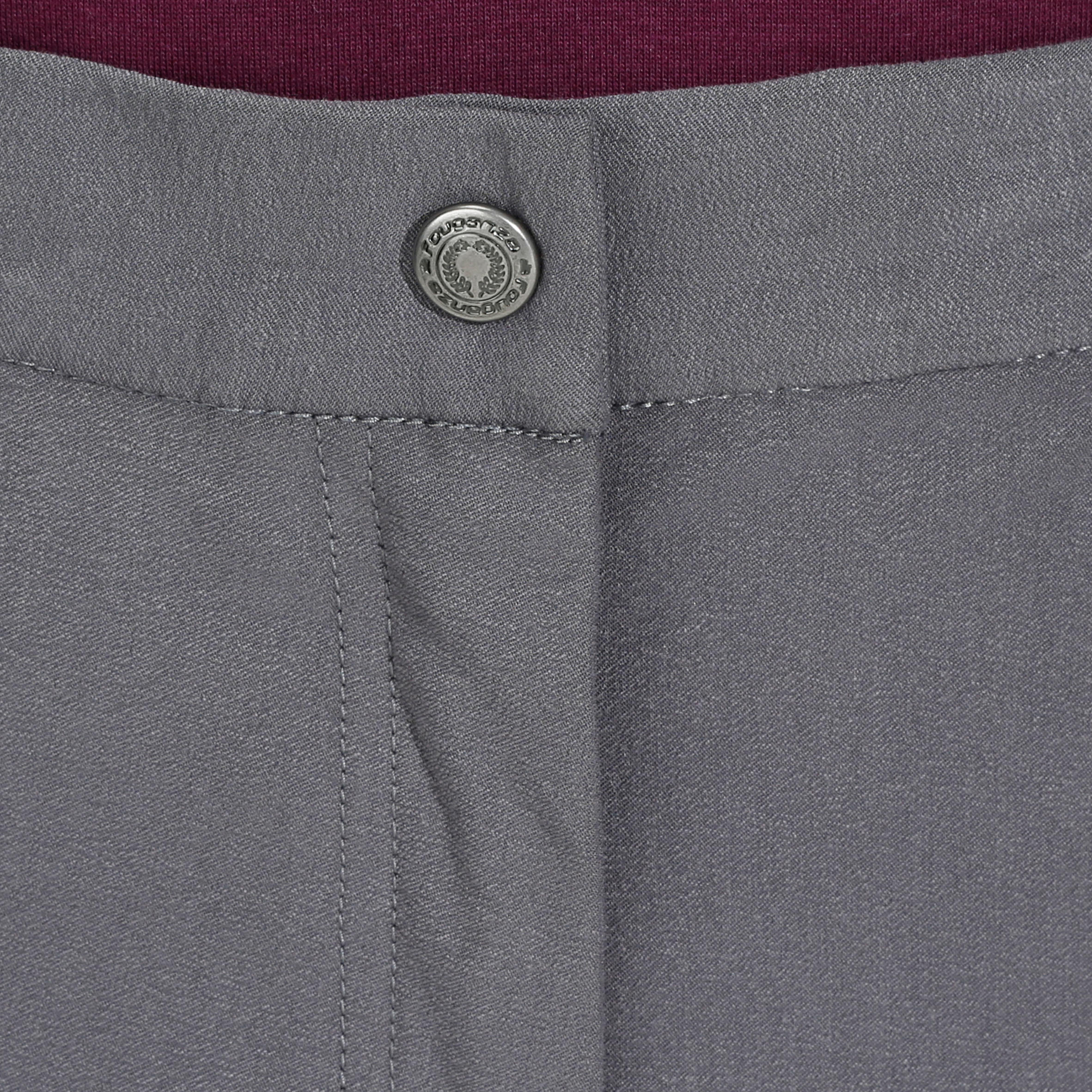 BR500 Women's Horse Riding Suede Patch Jodhpurs - Grey 8/18