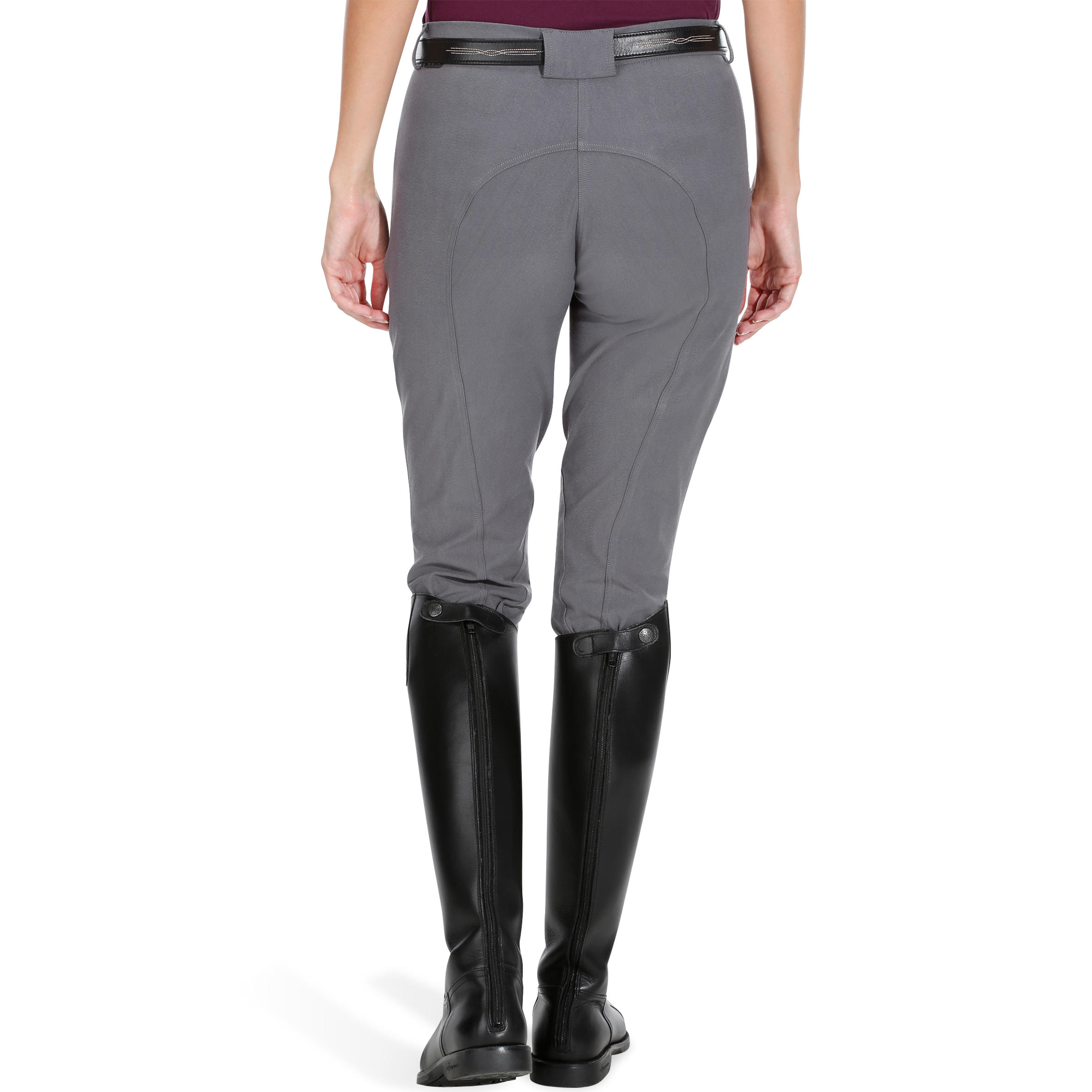 BR500 Women's Horse Riding Suede Patch Jodhpurs - Grey 5/18