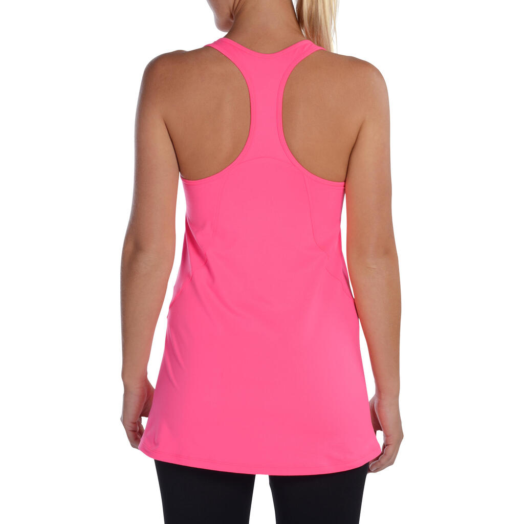 Energy Women's Long Cardio Fitness Tank Top - Pink with Print