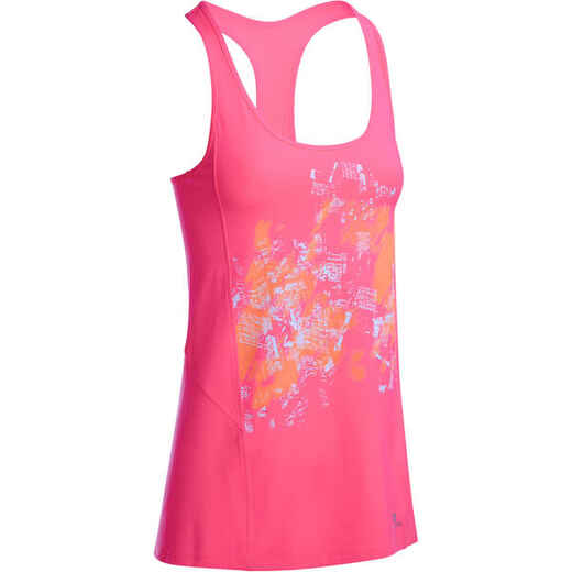 
      Energy Women's Long Cardio Fitness Tank Top - Pink with Print
  