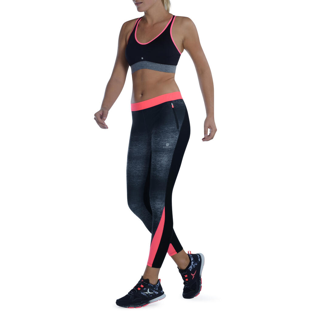 Lisasto črne ženske sedemosminske legice za fitnes ENERGY+