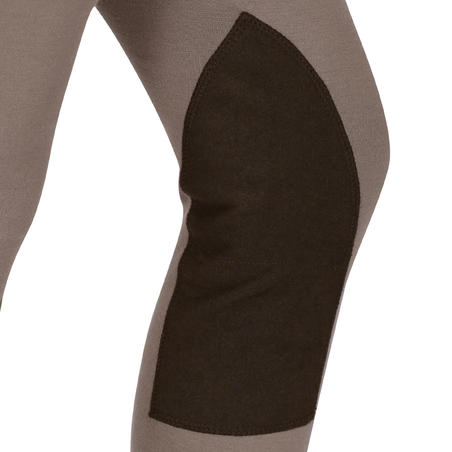 Дитячі бриджі BR140 для кінного спорту, з колінною леєю - Коричневі