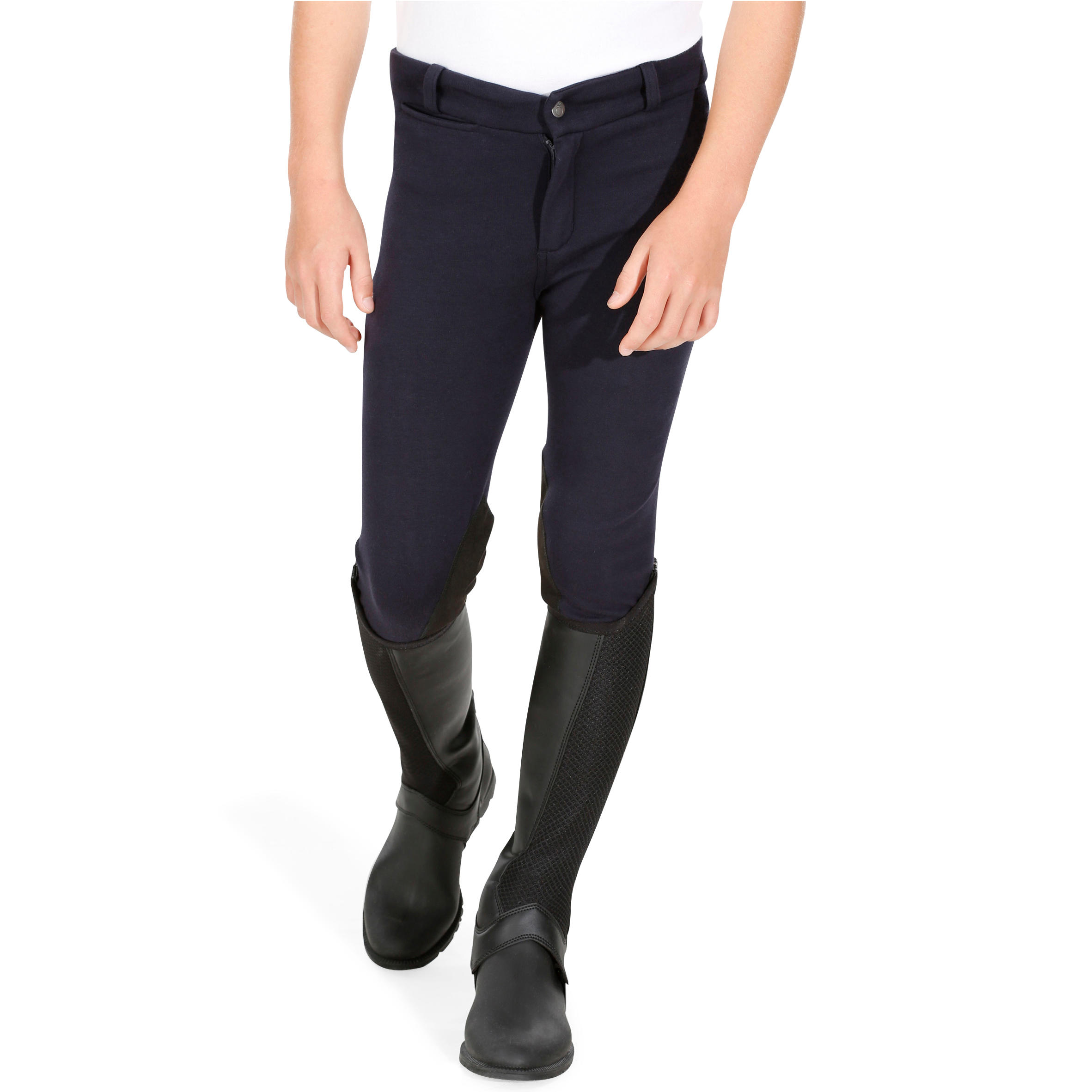 

Junior Horse Riding 140 Patch Jodhpurs -Navy -  By FOUGANZA | Decathlon, Blue