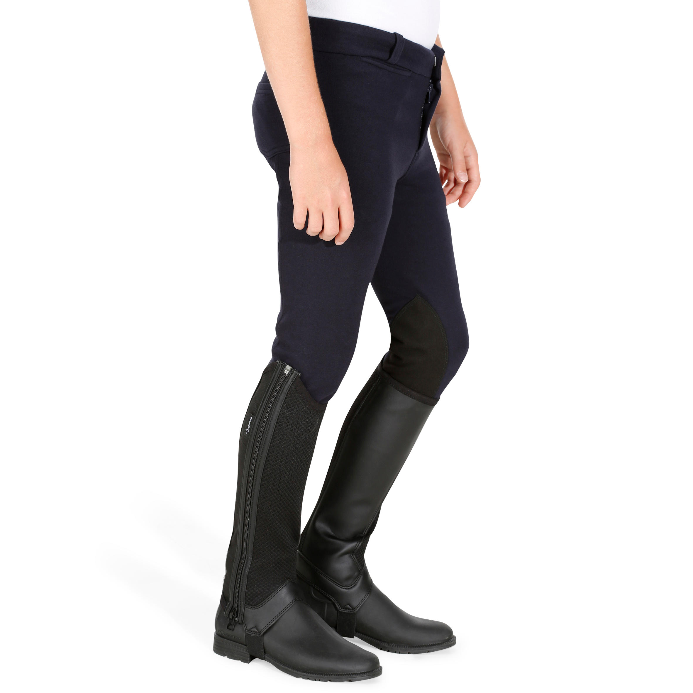 140 Kids' Horse Riding Patch Jodhpurs - Navy 3/16