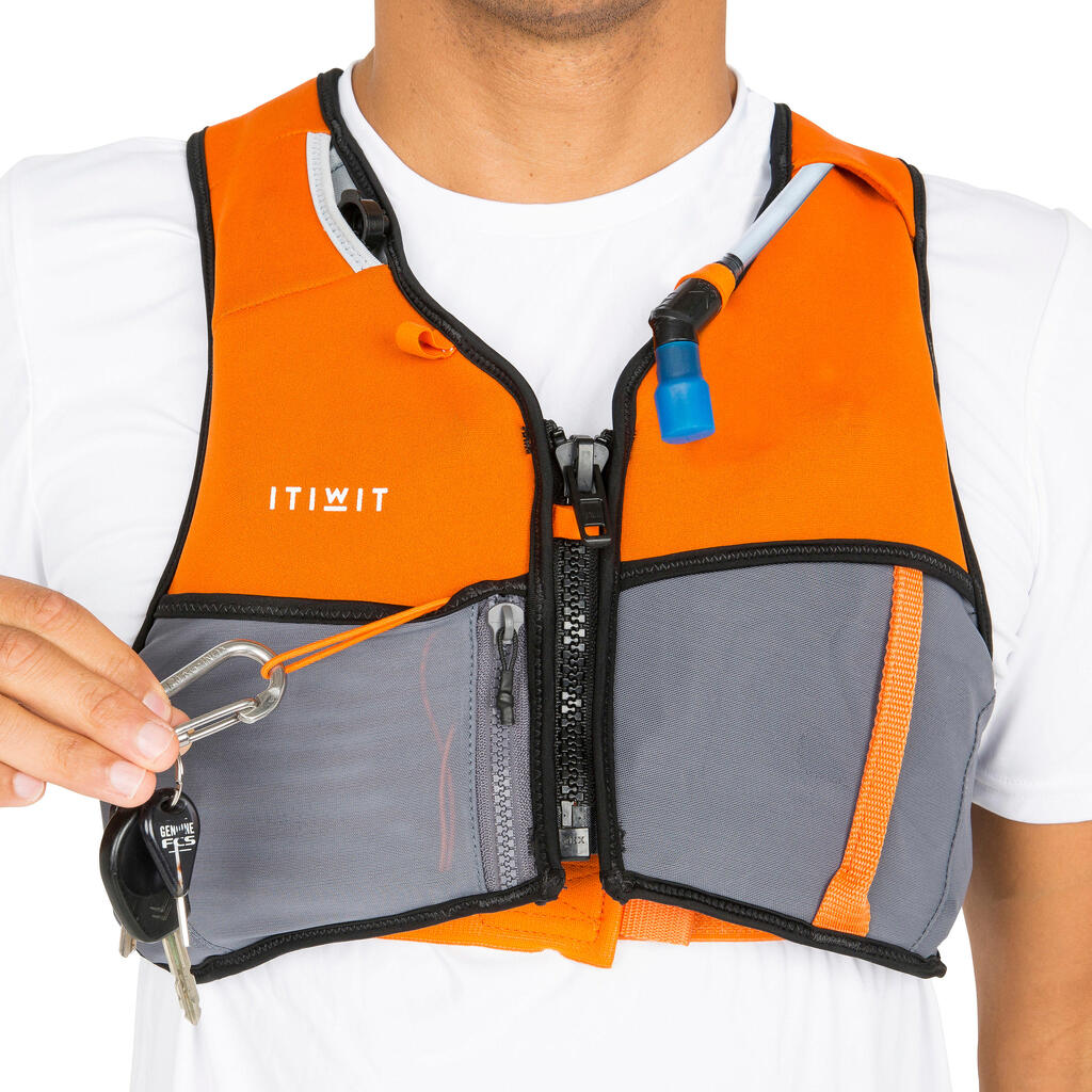 Auftriebsweste SUP/Kajak 50N - Wairo Hydratation orange