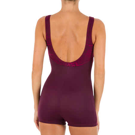 Loran Women's One-Piece Legsuit Shorty Swimsuit - Purple