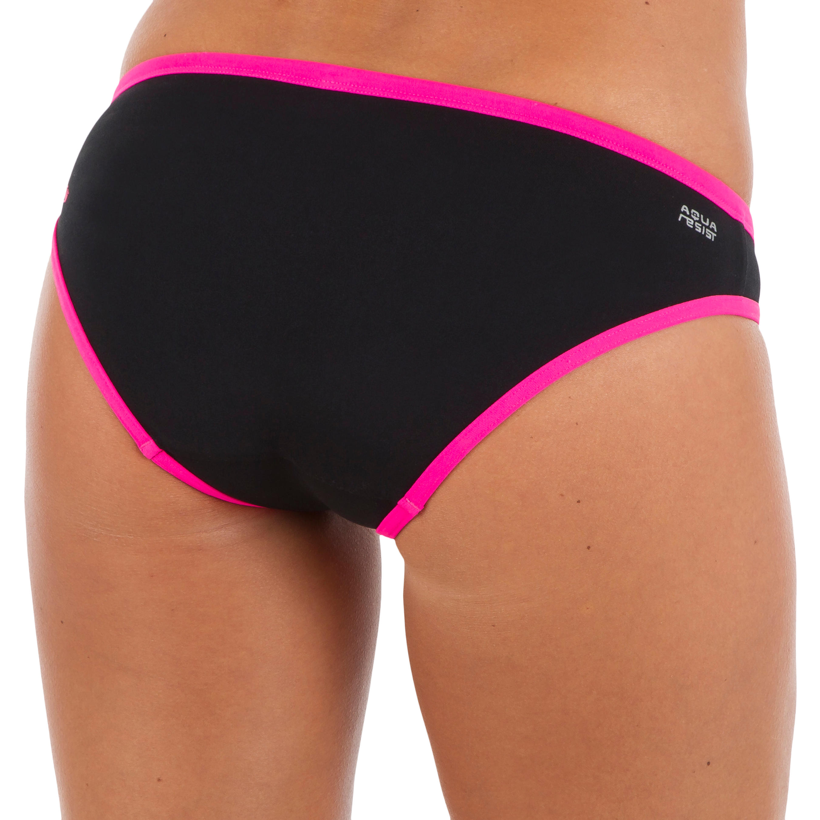 Jade Women's Chlorine Resistant Swimsuit Bottoms - Black/Pink 3/6