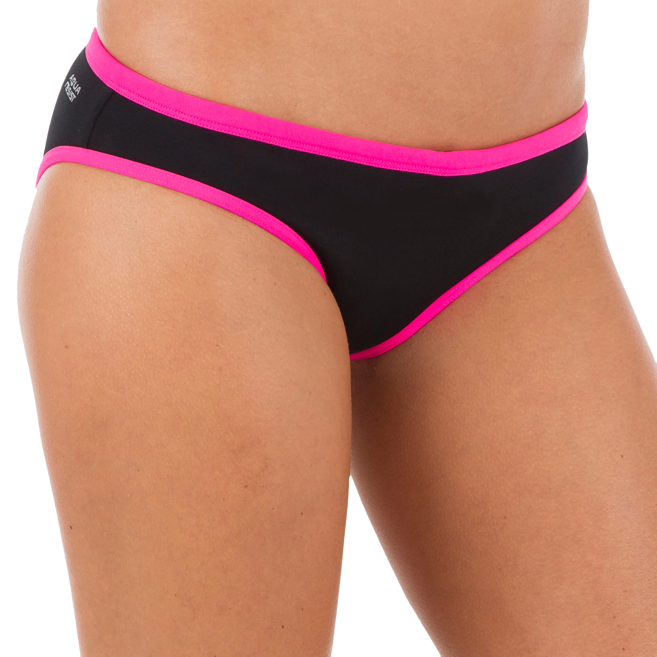 Jade Women's Chlorine Resistant Swimsuit Bottoms - Black/Pink 1/6