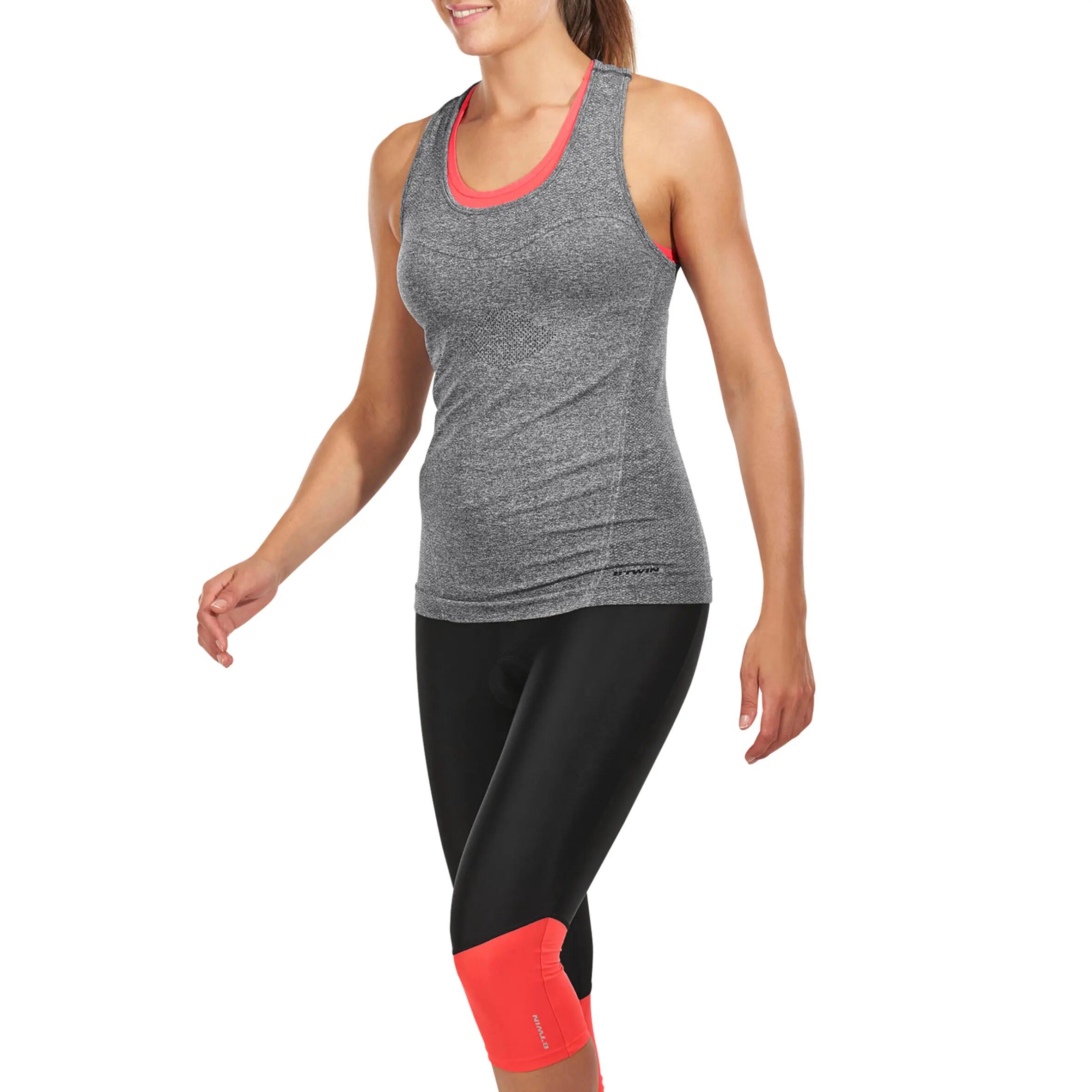 500 Women's Cycling Tank Top - Grey/Pink 5/13