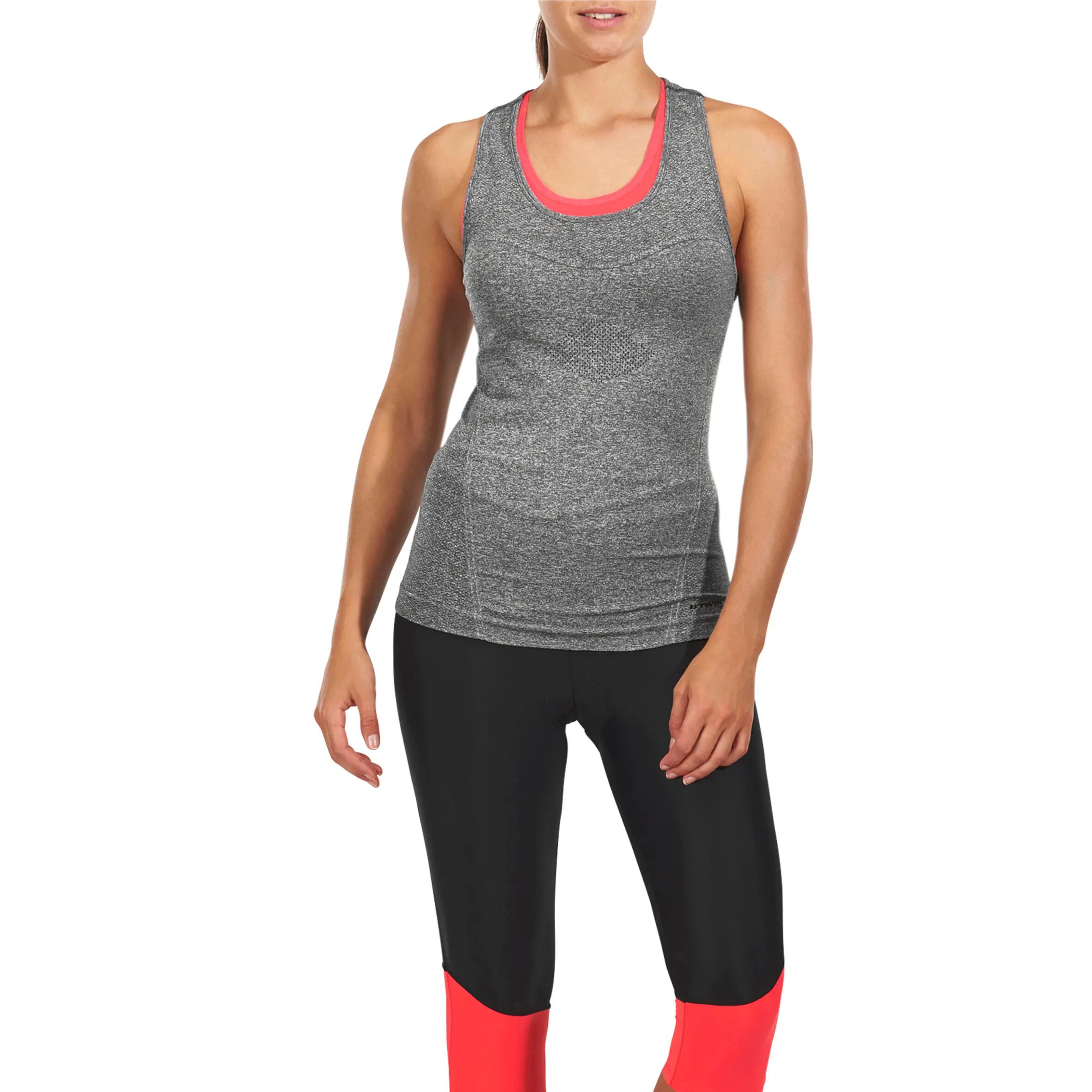 500 Women's Cycling Tank Top - Grey/Pink 2/13