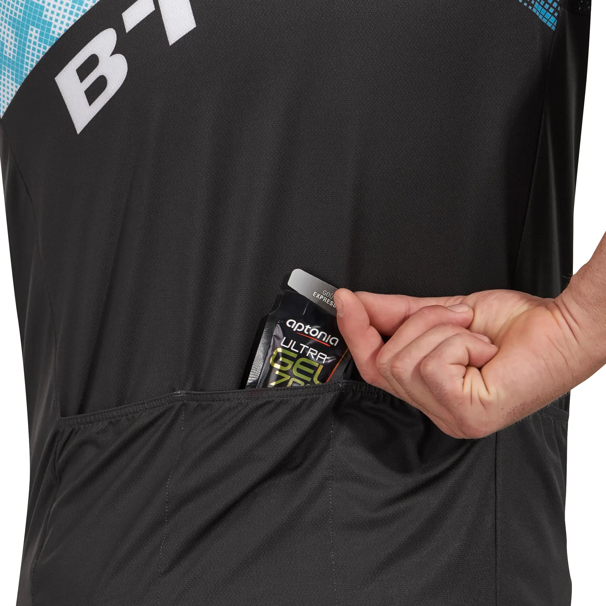 500 Short-Sleeved Mountain Bike Jersey - Graphic Black/Blue 10/13