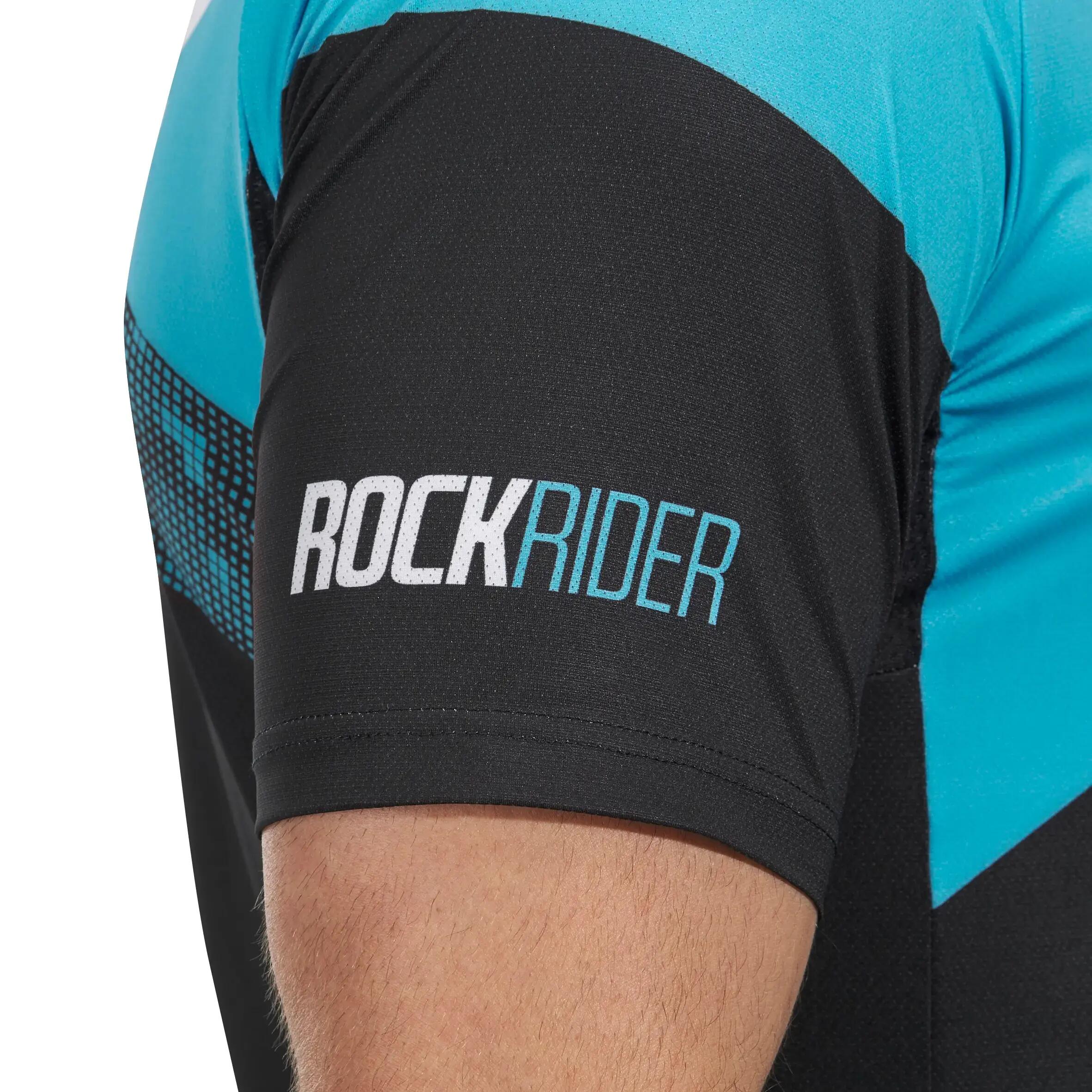 500 Short-Sleeved Mountain Bike Jersey - Graphic Black/Blue 12/13