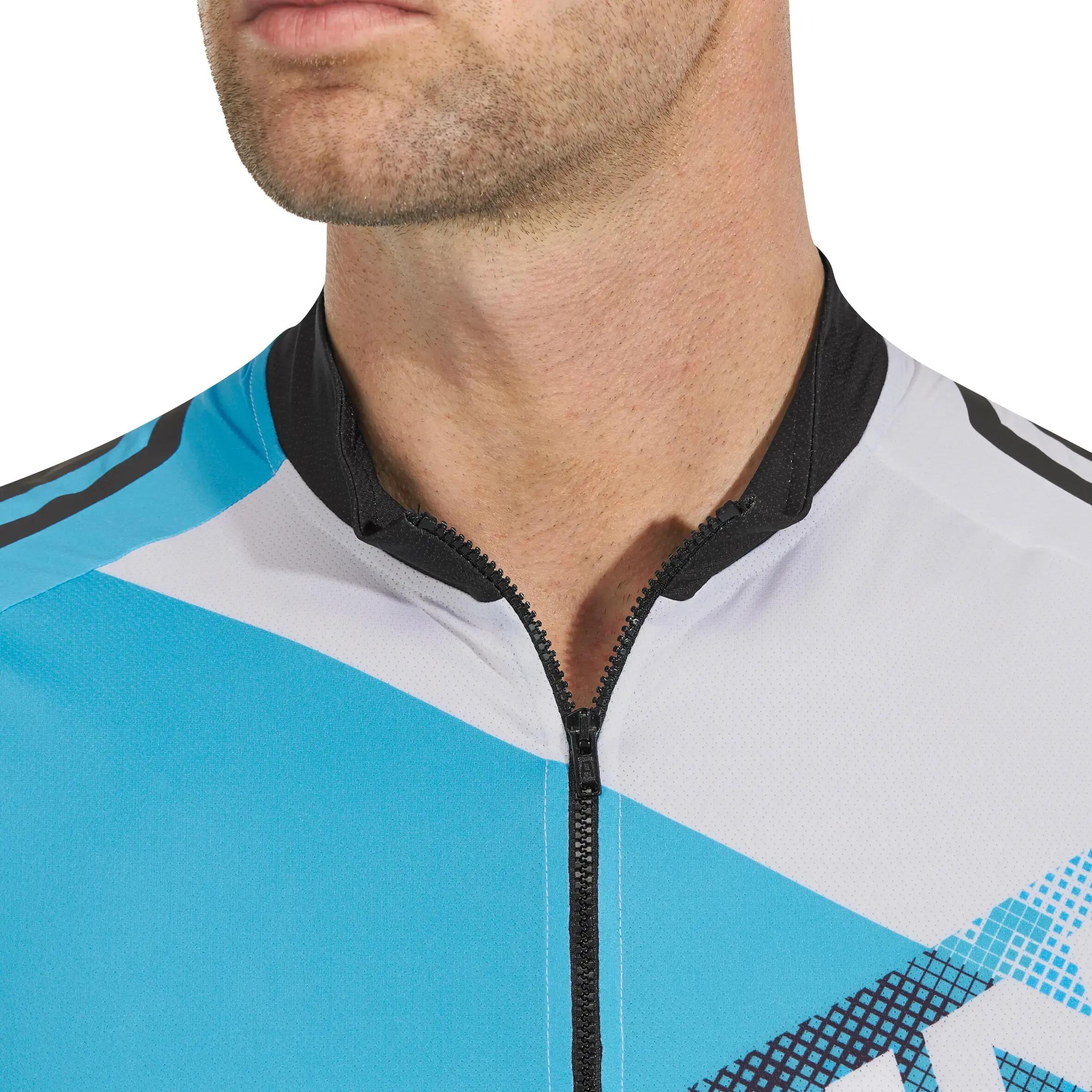 500 Short-Sleeved Mountain Bike Jersey - Graphic Black/Blue 7/13
