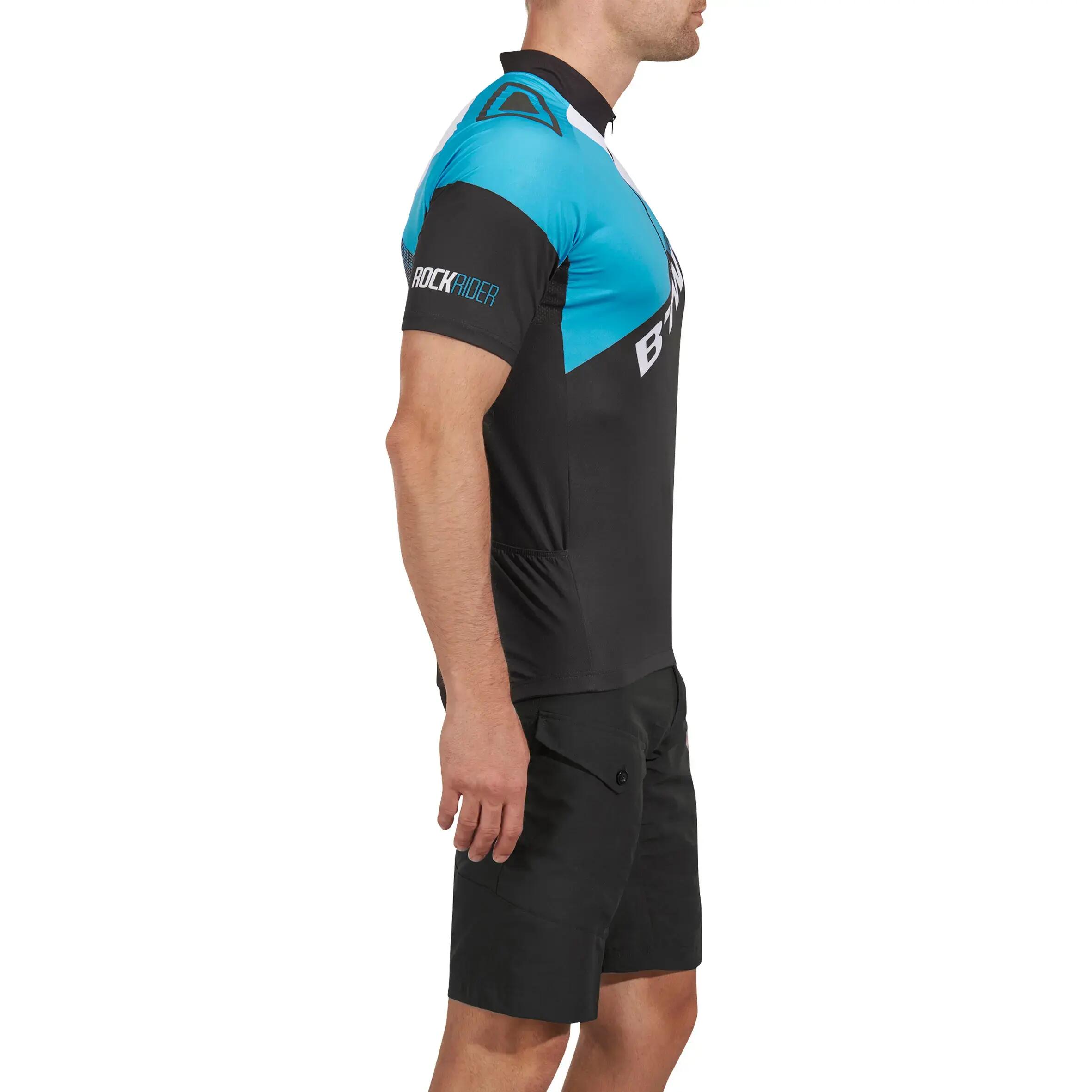 500 Short-Sleeved Mountain Bike Jersey - Graphic Black/Blue 3/13