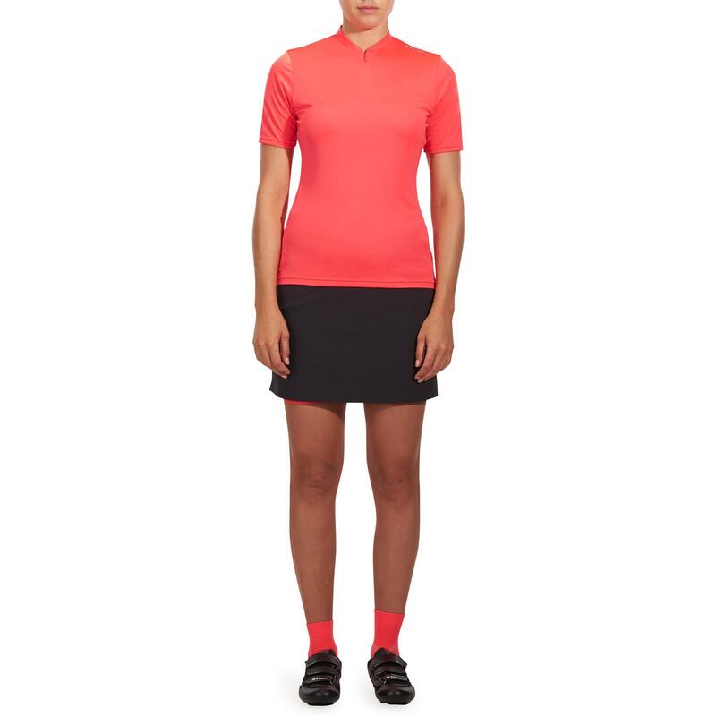 MAILLOT MANCHES COURTES VELO ROUTE FEMME TRIBAN 100 ROSE