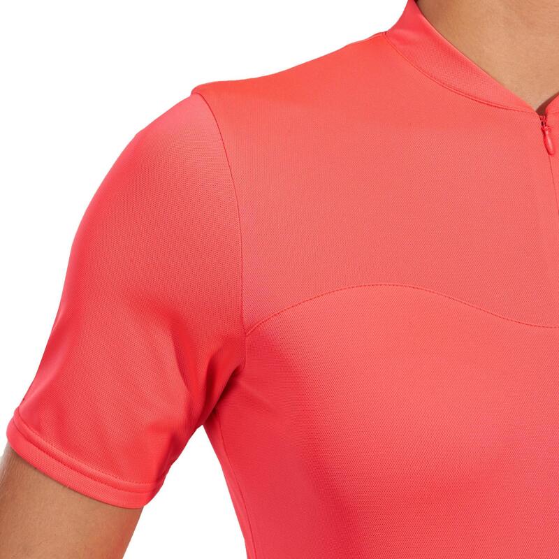 MAILLOT MANCHES COURTES VELO ROUTE FEMME TRIBAN 100 ROSE