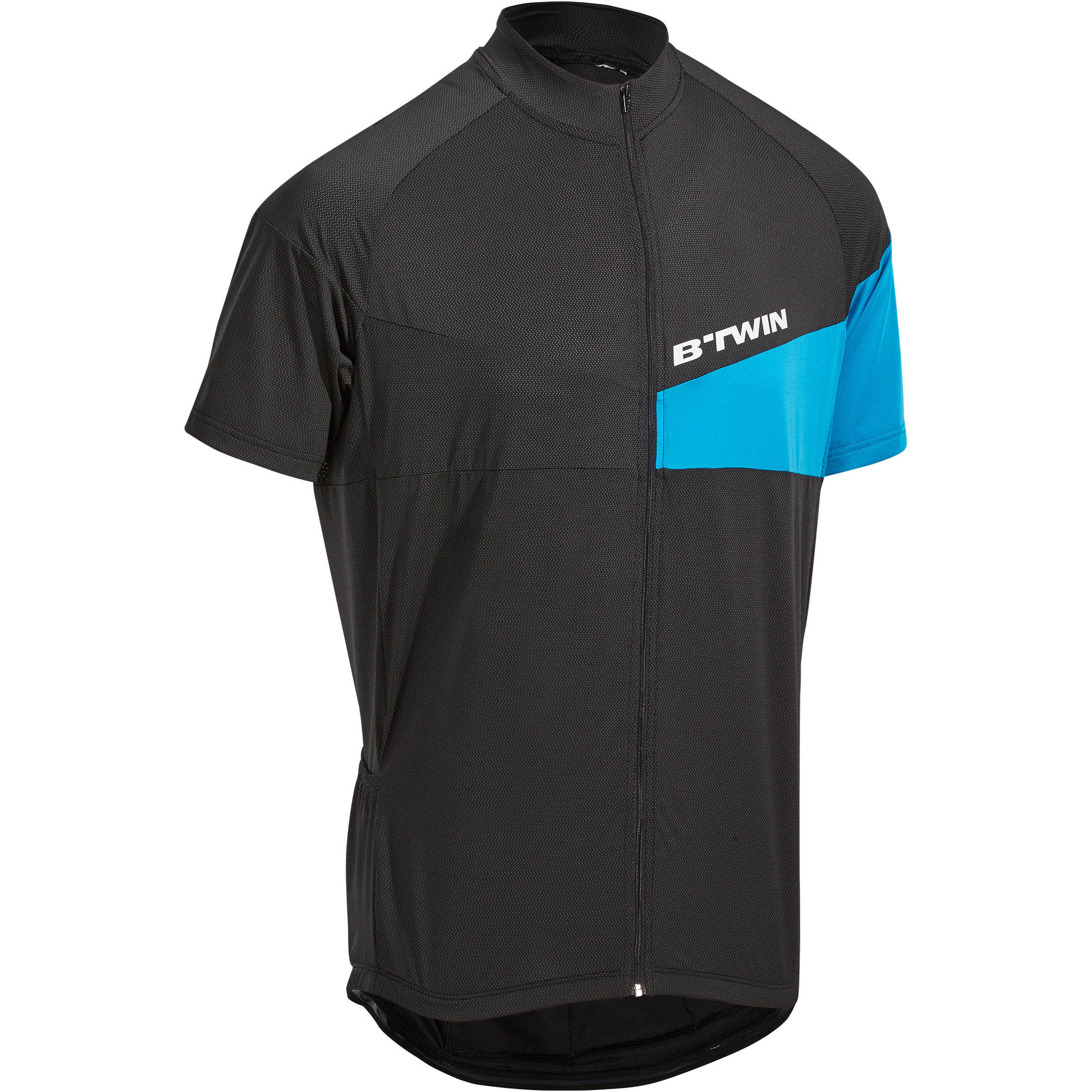 BTWIN 500 Short-Sleeved Cycling Jersey - Black/Blue