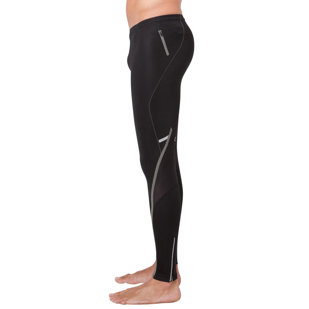 Laufhose lang Tights Kiprun Herren schwarz/grau