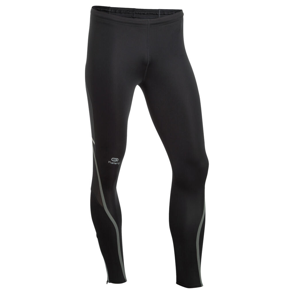 Laufhose lang Tights Kiprun Herren schwarz/grau