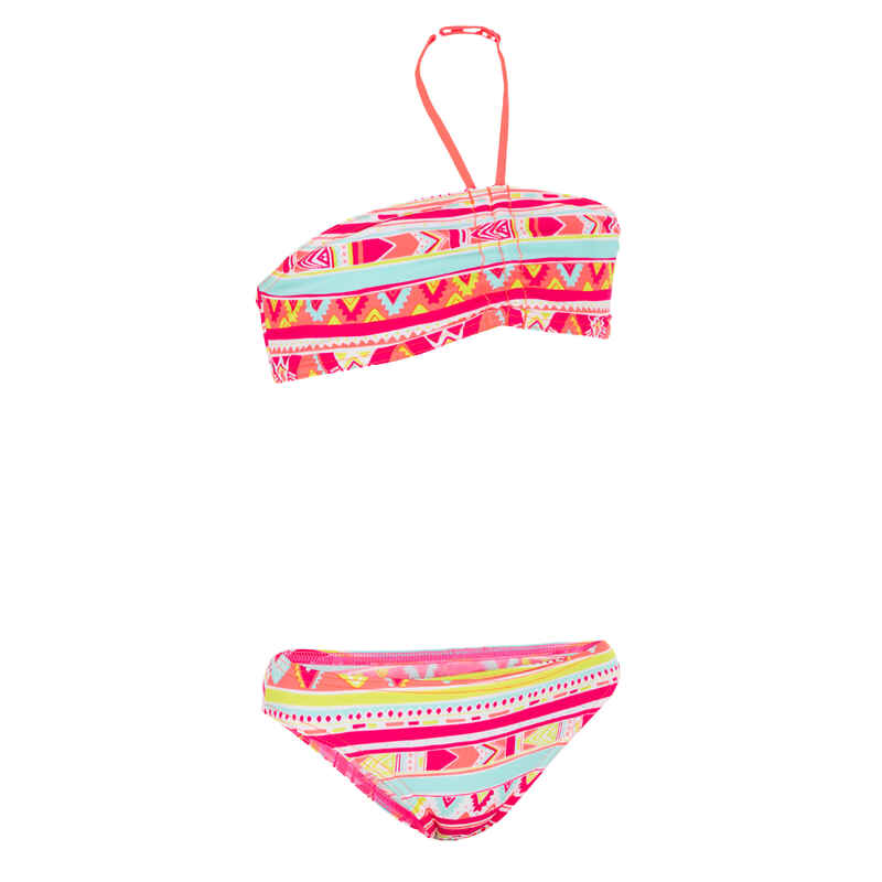 Girls' Two-Piece Bandeau Swimsuit - Geo Neon