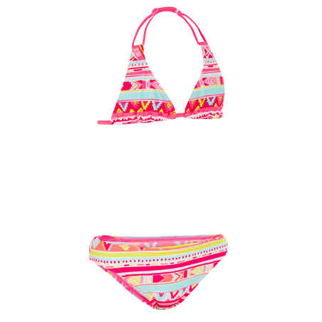 Girls' Two-Piece Triangle Bikini Swimsuit - Geo Pink