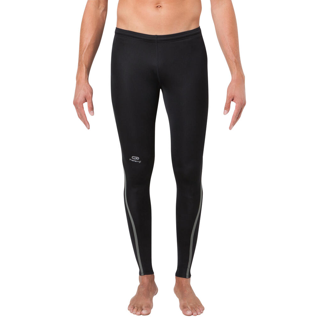 Laufhose lang Tights Kiprun Herren schwarz/grau