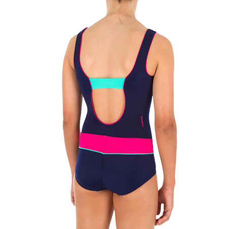 Girls' One-Piece H-Back Playsuit Swimsuit - Colour Block