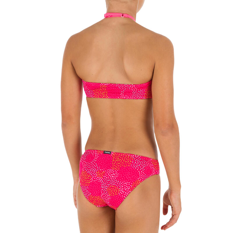 Maillot de bain 2 pièces fille bandeau POMPON ROSE