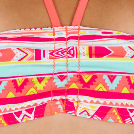 Girls' Two-Piece Bandeau Swimsuit - Geo Neon