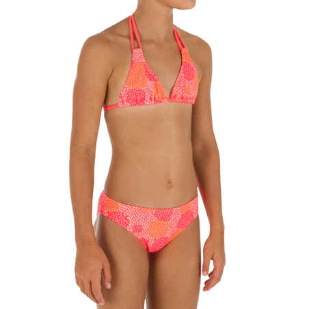 Girls' Two-Piece Triangle Bikini Swimsuit - Pompom Neon