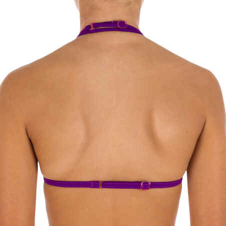 Girls' Two-Piece Triangle Bikini Swimsuit - Pompom Purple