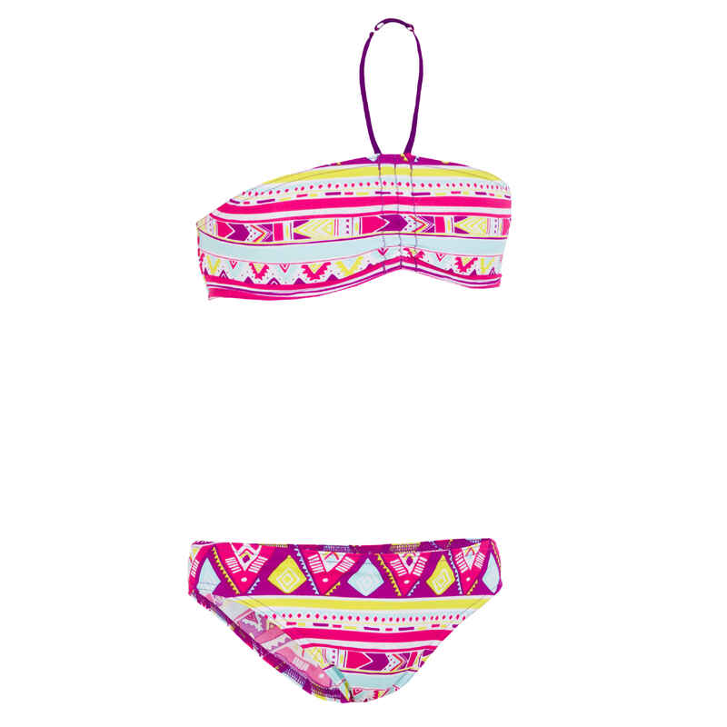 Girls' Two-Piece Bandeau Swimsuit - Geo Purple