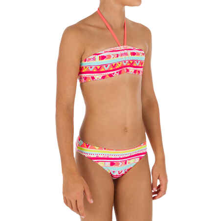 Girls' Two-Piece Bandeau Swimsuit - Geo Neon