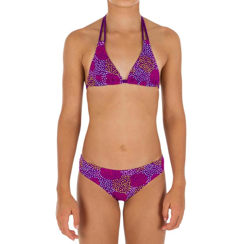 Maillot de bain 2 pièces fille triangle POMPON VIOLET