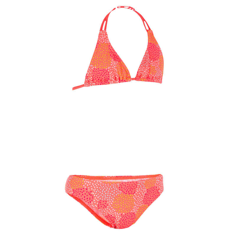 Girls' Two-Piece Triangle Bikini Swimsuit - Pompom Neon
