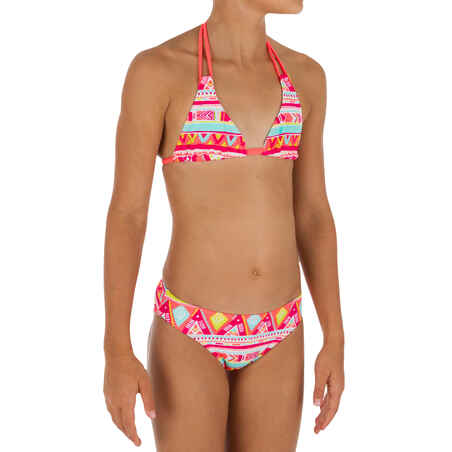 Girls' Two-Piece Triangle Swimsuit - Geo Neon